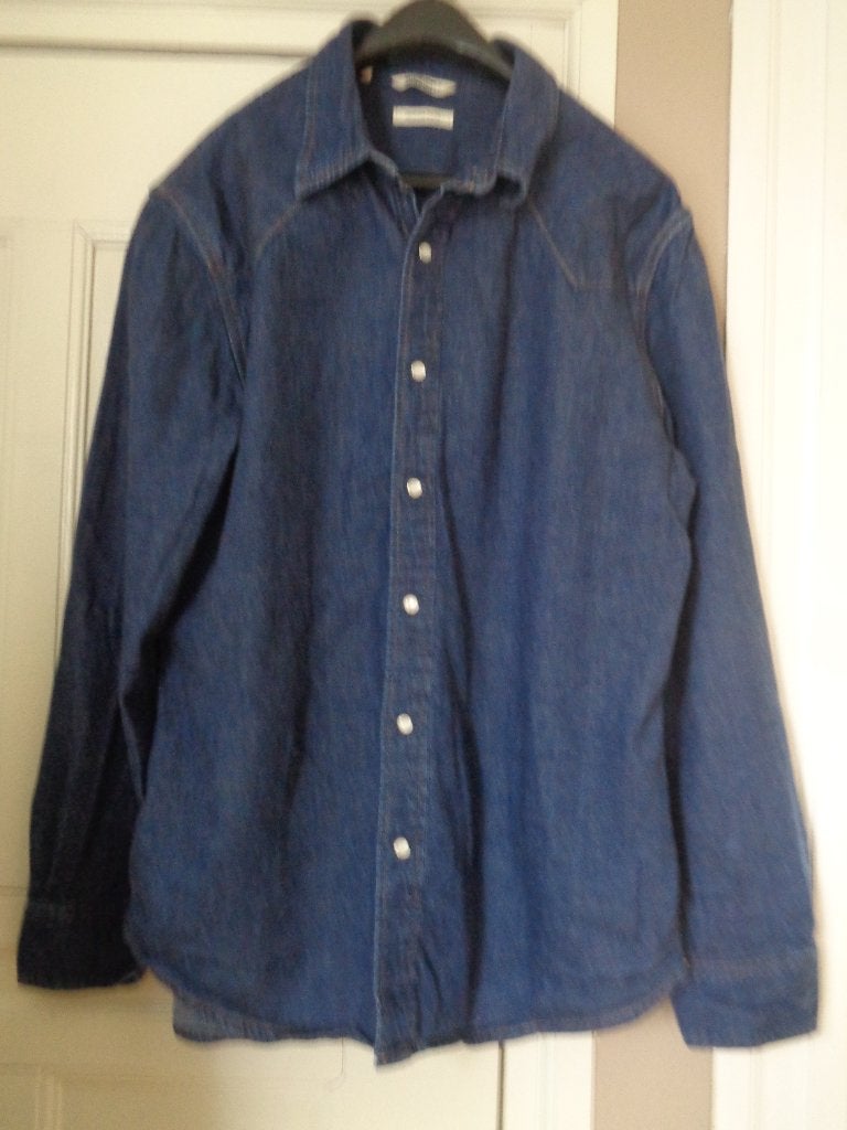 SUITSUPPLY denim overhemd:mt L, Blauw, Ophalen of Verzenden, Zo goed als nieuw, Halswijdte 41/42 (L)