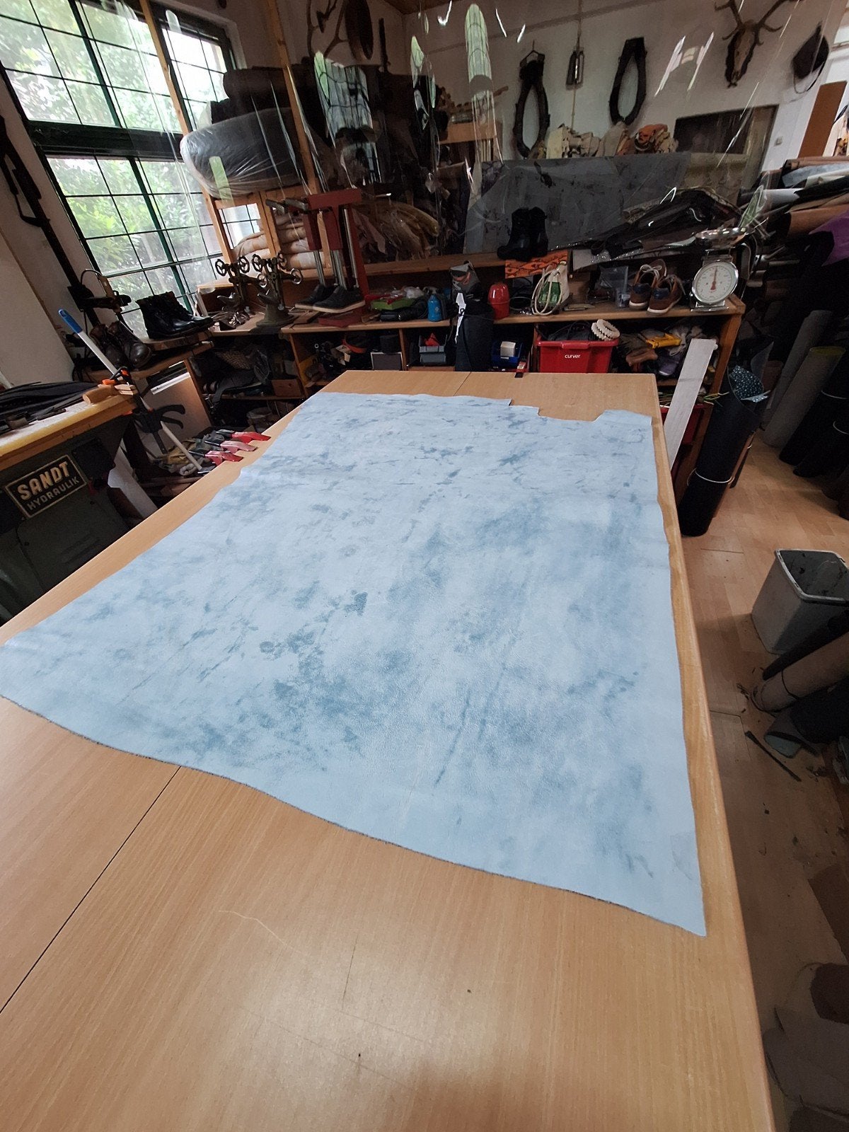 Rundshuid, ingewassen, Baby Blauw., Hobby en Vrije tijd, Stoffen en Lappen, Nieuw, Leer of Kunstleer, 30 tot 120 cm, 30 tot 200 cm