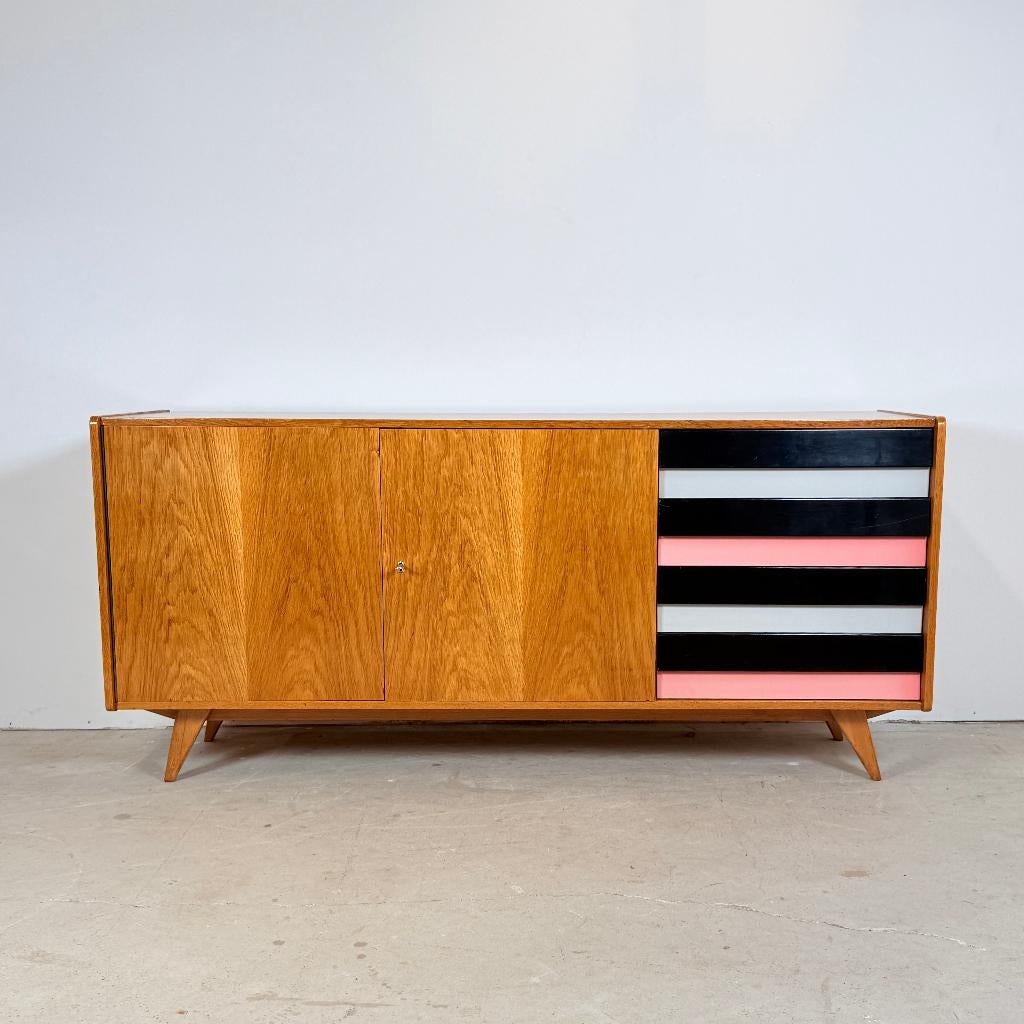 U460 sideboard met gekleurde lades, Jiří Jiroutek, Met deur(en), 150 tot 200 cm, Vintage, Ophalen of Verzenden