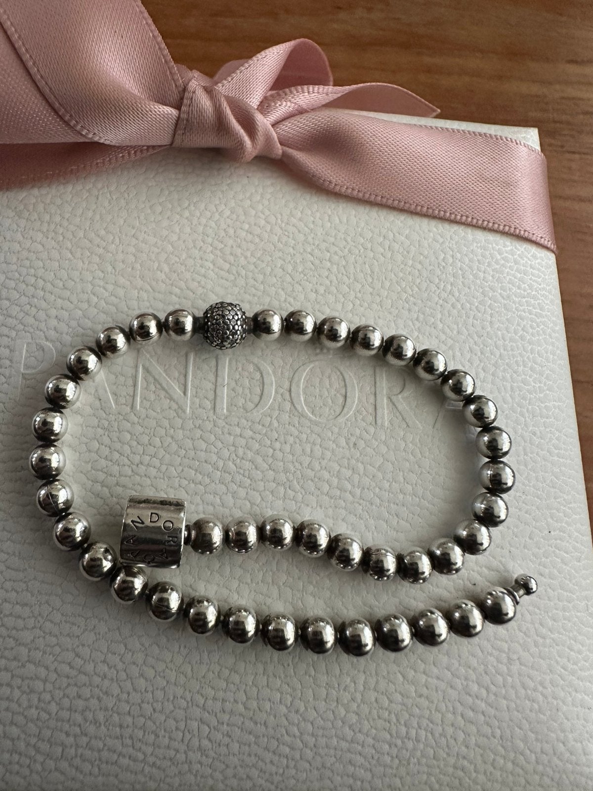 Pandora kralen&pave armband 19cm, Sieraden, Tassen en Uiterlijk, Armbanden, Ophalen of Verzenden, Gebruikt, Zilver
