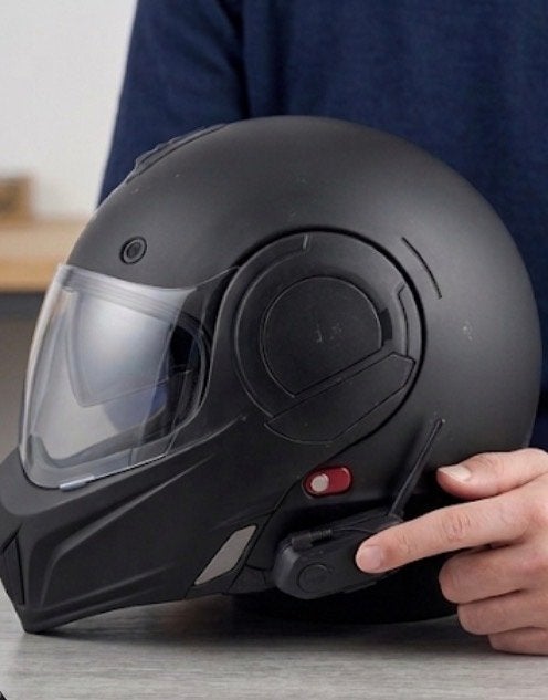 Zwarte Systeemhelm met Bluetooth Communicatiesysteem, Systeemhelm, Heren, Tweedehands, Ophalen