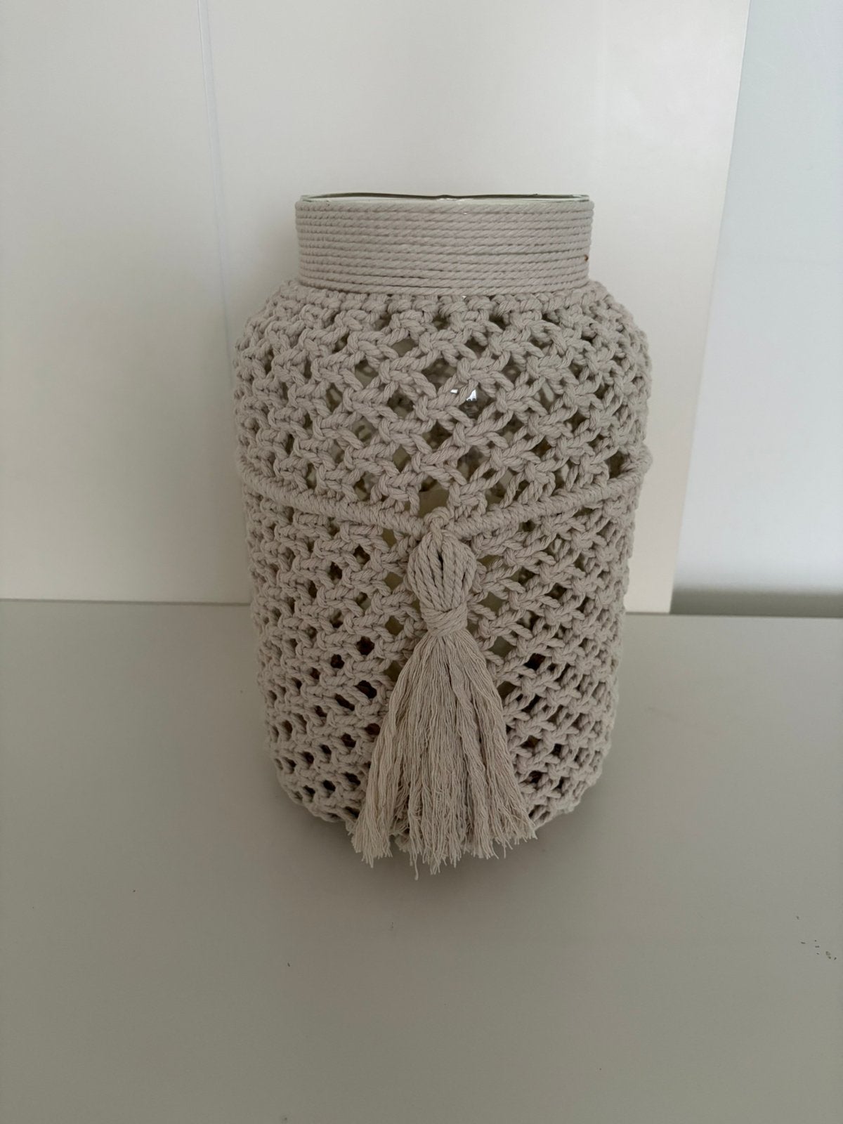 Handgemaakt Macrame windlicht, Ophalen, Zo goed als nieuw, Handgemaakt, 30 cm