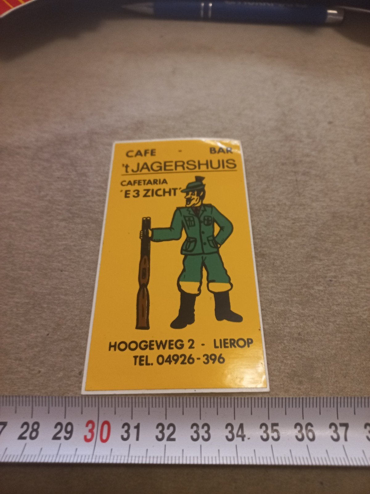 Vintage sticker 't Jagershuis Lierop - Cafe Cafetaria, Verzamelen, Ophalen of Verzenden, Gebruikt