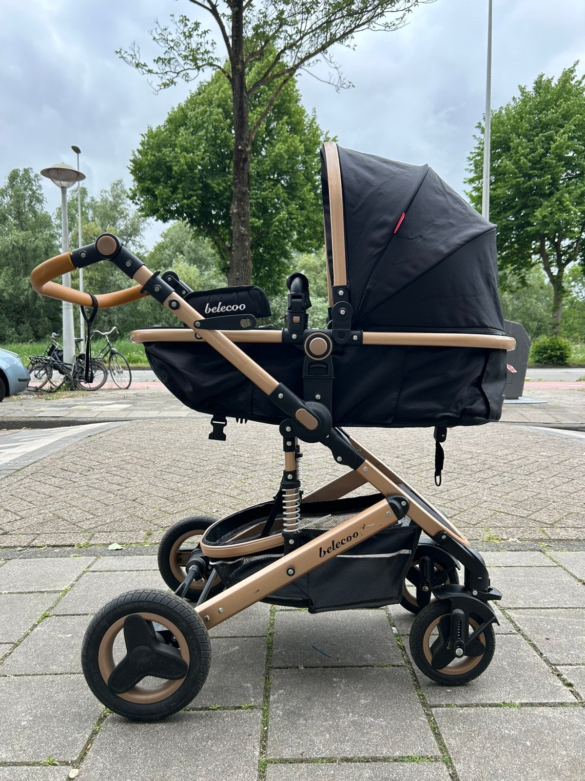Belecoo 3-in-1 kinderwagen - compleet set zwart/brons, Kinderen en Baby's, Kinderwagens en Combinaties, Overige merken, Zo goed als nieuw