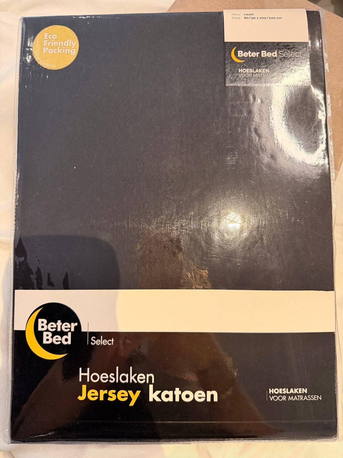Nieuw zwart jersey katoenen hoeslaken - diverse maten, Eenpersoons, Nieuw, Ophalen of Verzenden, Jersey