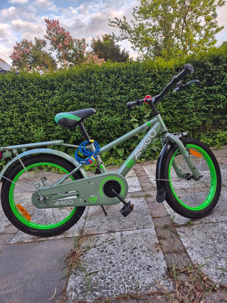 Jongensfiets Amigo 18 inch - Groen, Terugtraprem, Gebruikt, Minder dan 49 cm, Ophalen
