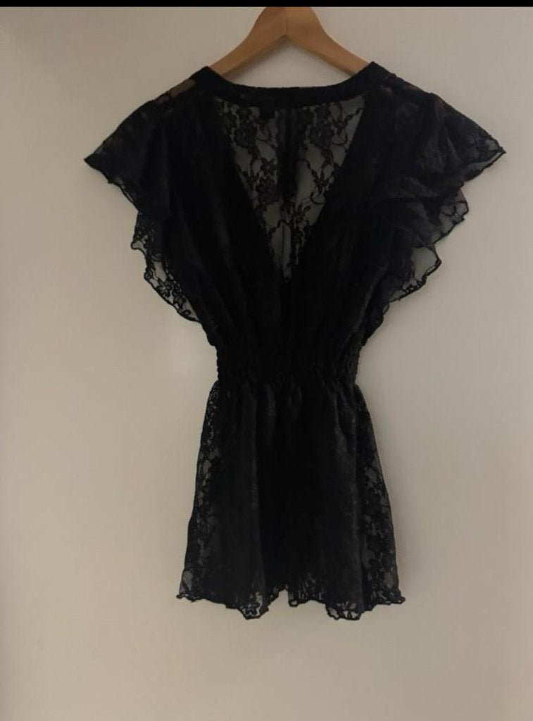 kanten topje, Kleding | Dames, Tops, Ophalen, Zwart, Zo goed als nieuw, Korte mouw
