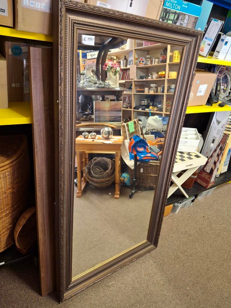 Grote Stijlvolle Spiegel met Houten lijst, Huis en Inrichting, Woonaccessoires | Spiegels, Ophalen, Gebruikt, 75 tot 100 cm, 150 tot 200 cm