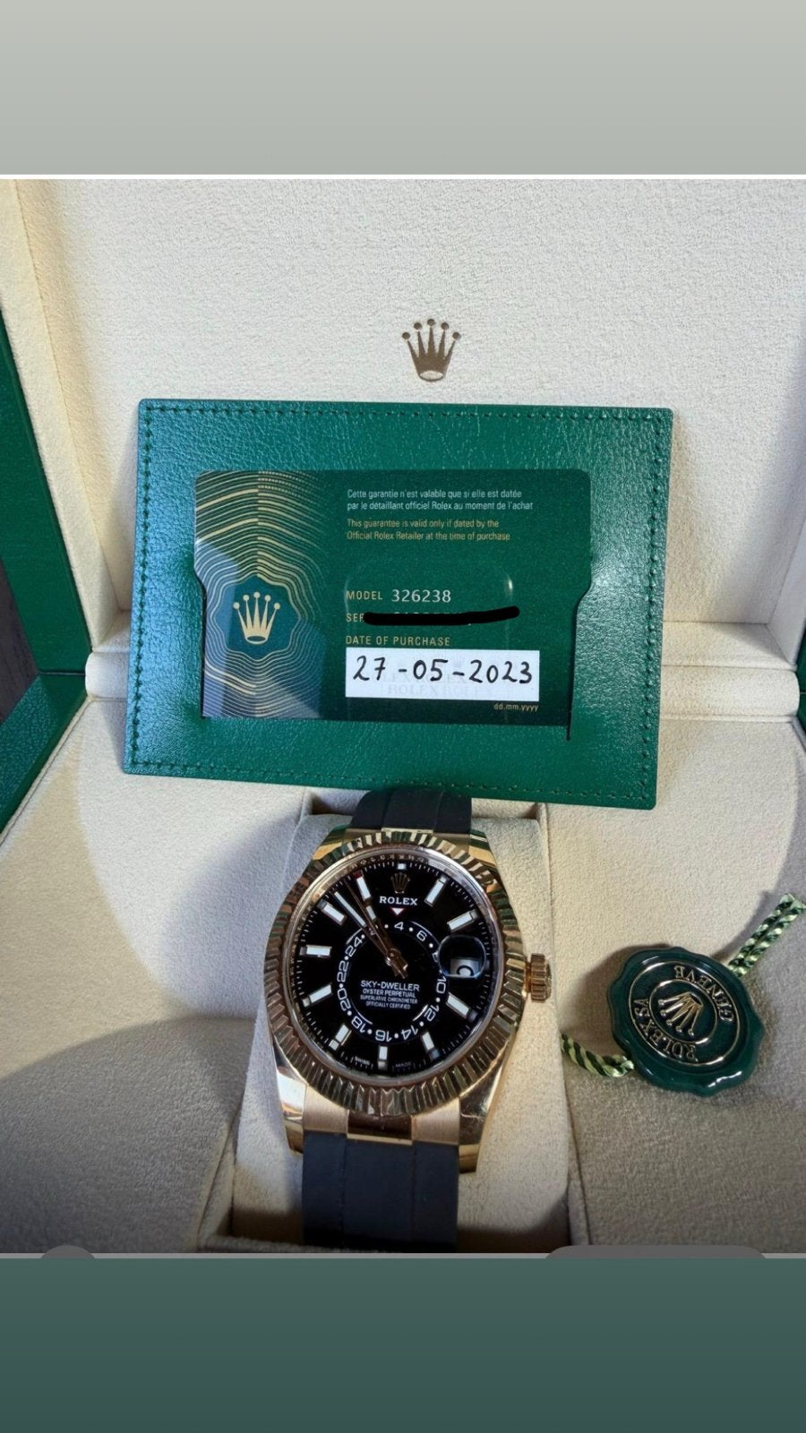 Rolex Sky-Dweller 326238 Goud Zwart Nieuwstaat, Ophalen, Rolex, Polshorloge, Overige materialen