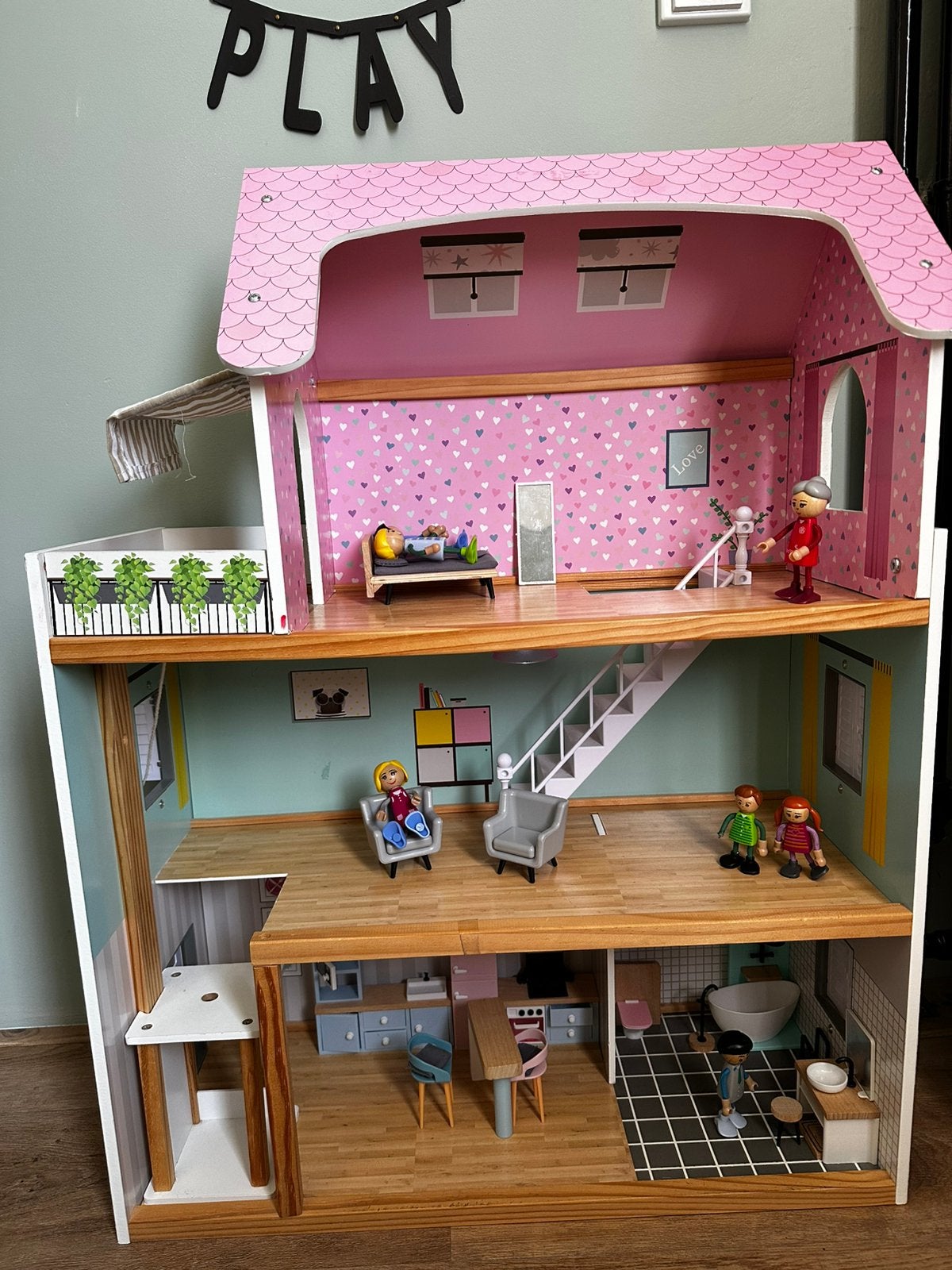 Poppenhuis met toebehoren, Ophalen, Gebruikt, Poppenhuis
