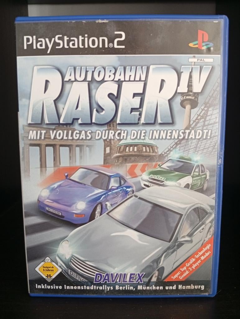 Autobahn Raser IV - PlayStation 2 (PS2) Racegame, Gebruikt, Racen en Vliegen, 2 spelers, Eén computer