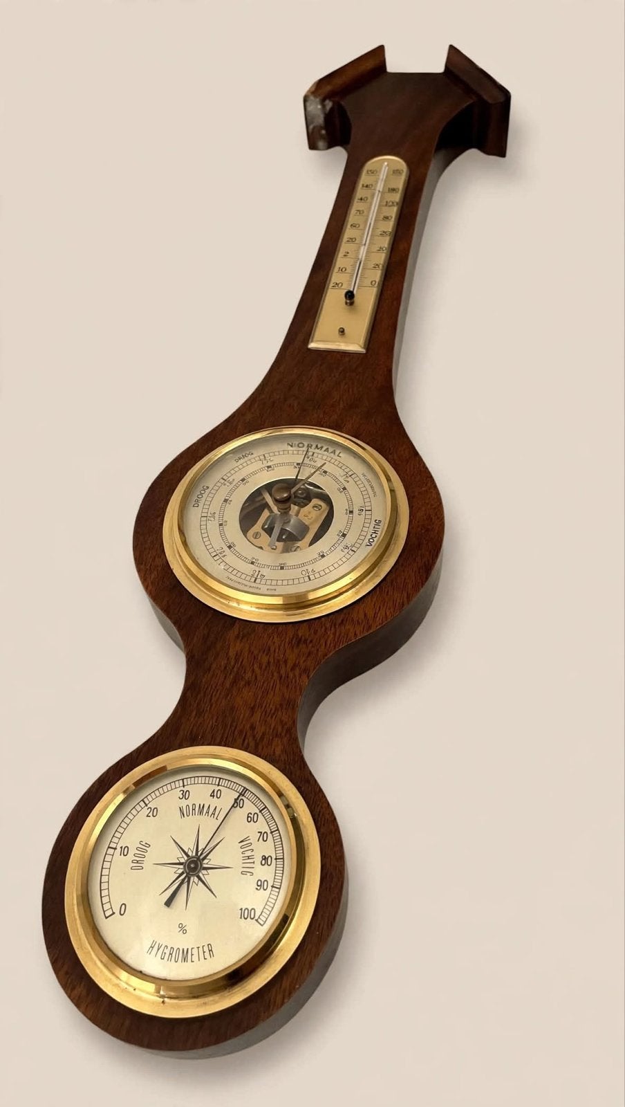 Vintage Banjo Barometer - Hygrometer - Thermometer, Ophalen of Verzenden, Gebruikt, Weerstation