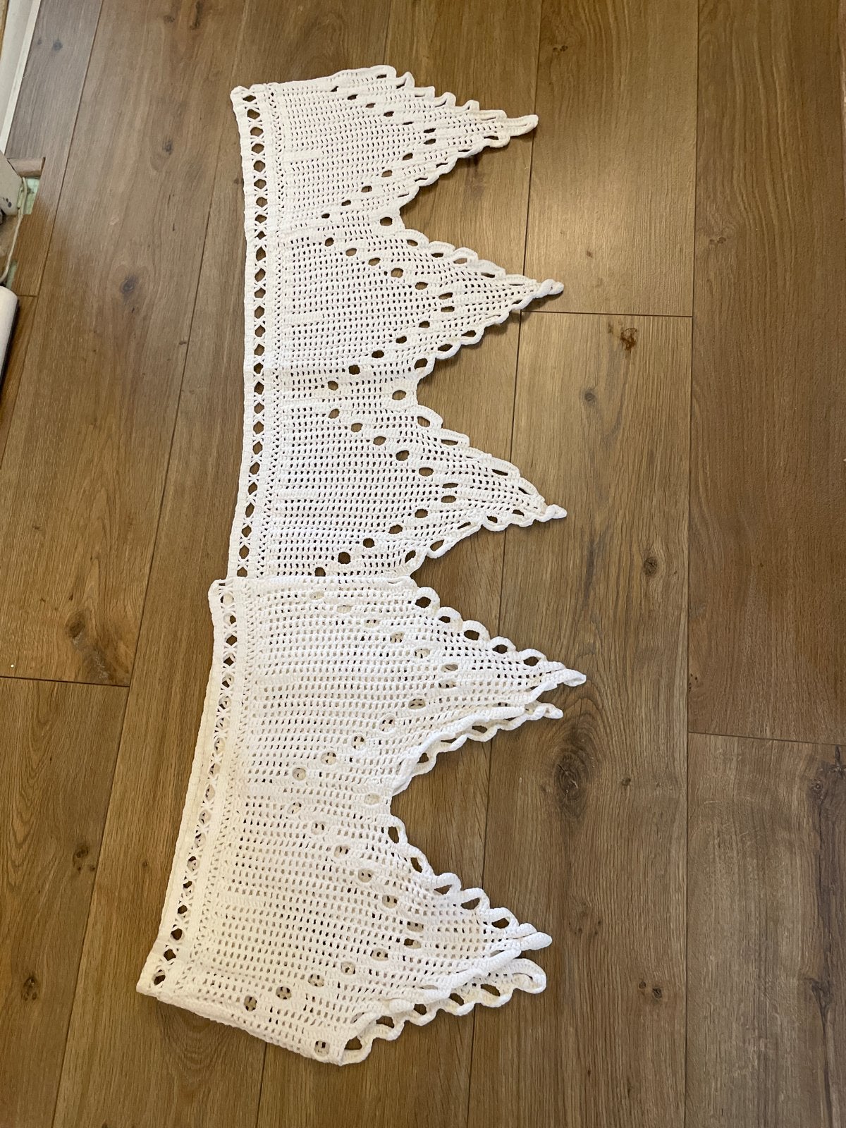 Gehaakt gordijn wit 150x40 cm, Huis en Inrichting, Ophalen of Verzenden, Gebruikt, Wit, Gordijn
