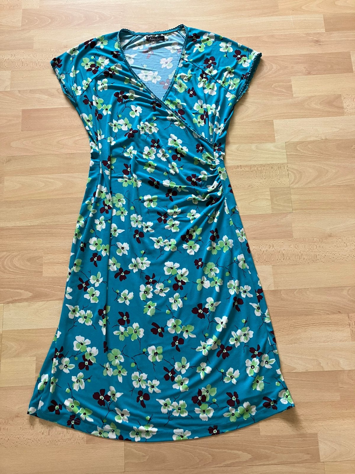 King Louie mooie turquoise zomerjurk mt M izgs, Maat 38/40 (M), Blauw, Ophalen of Verzenden, Gedragen