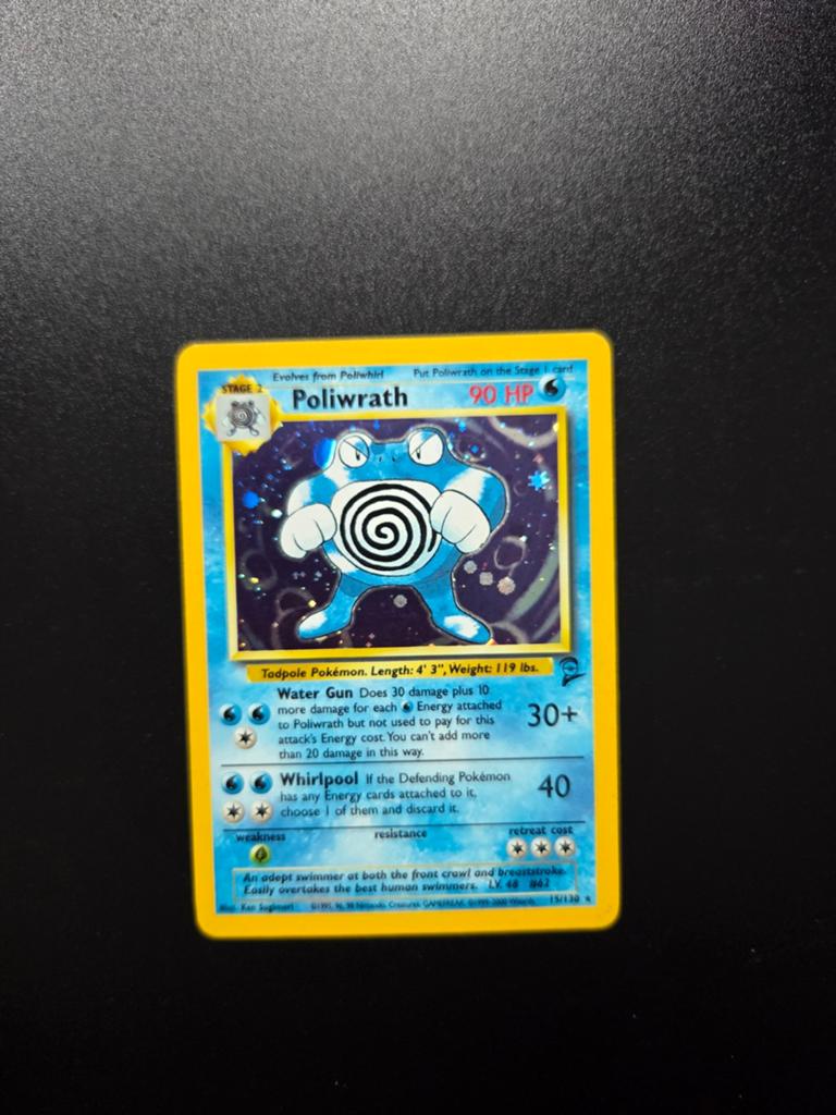 Poliwrath 15/130 Pokemon Base 2 holo wotc, Ophalen of Verzenden, Zo goed als nieuw, Booster, Foil