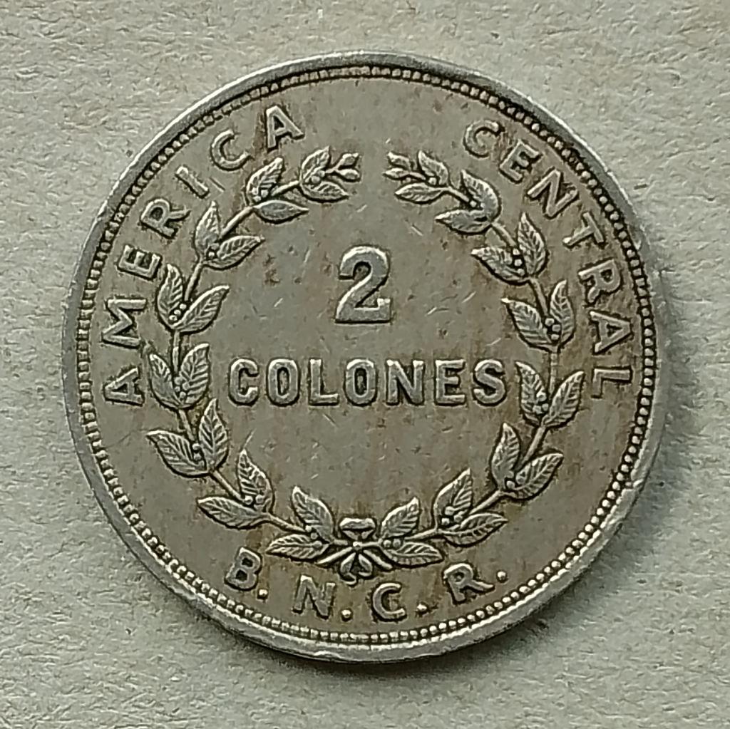 Costa Rica, 2 colones 1948, Ophalen of Verzenden, Midden-Amerika, Losse munt