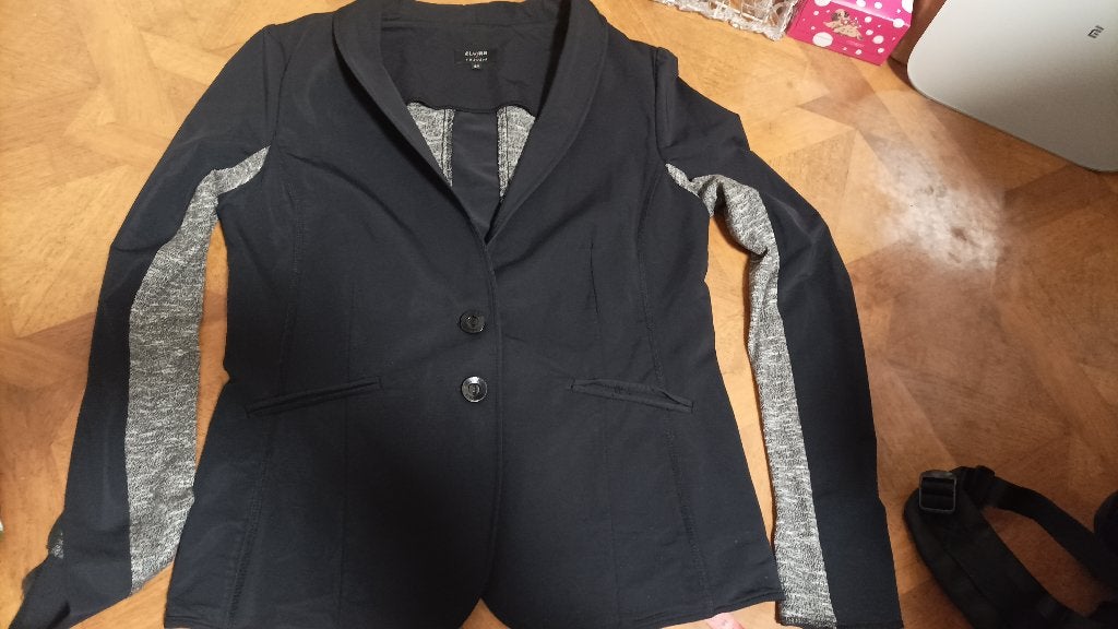 Elvira travelstof colbert blazer maat 40 zwart/grijs, Maat 38/40 (M), Zwart, Ophalen of Verzenden, Zo goed als nieuw