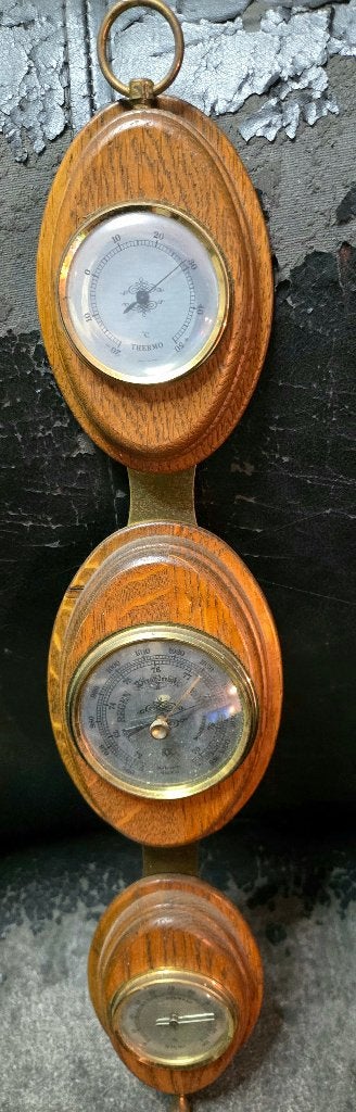 Vintage weerstation eikenhout van meubelhuis Oisterwijk., Ophalen, Gebruikt, Weerstation