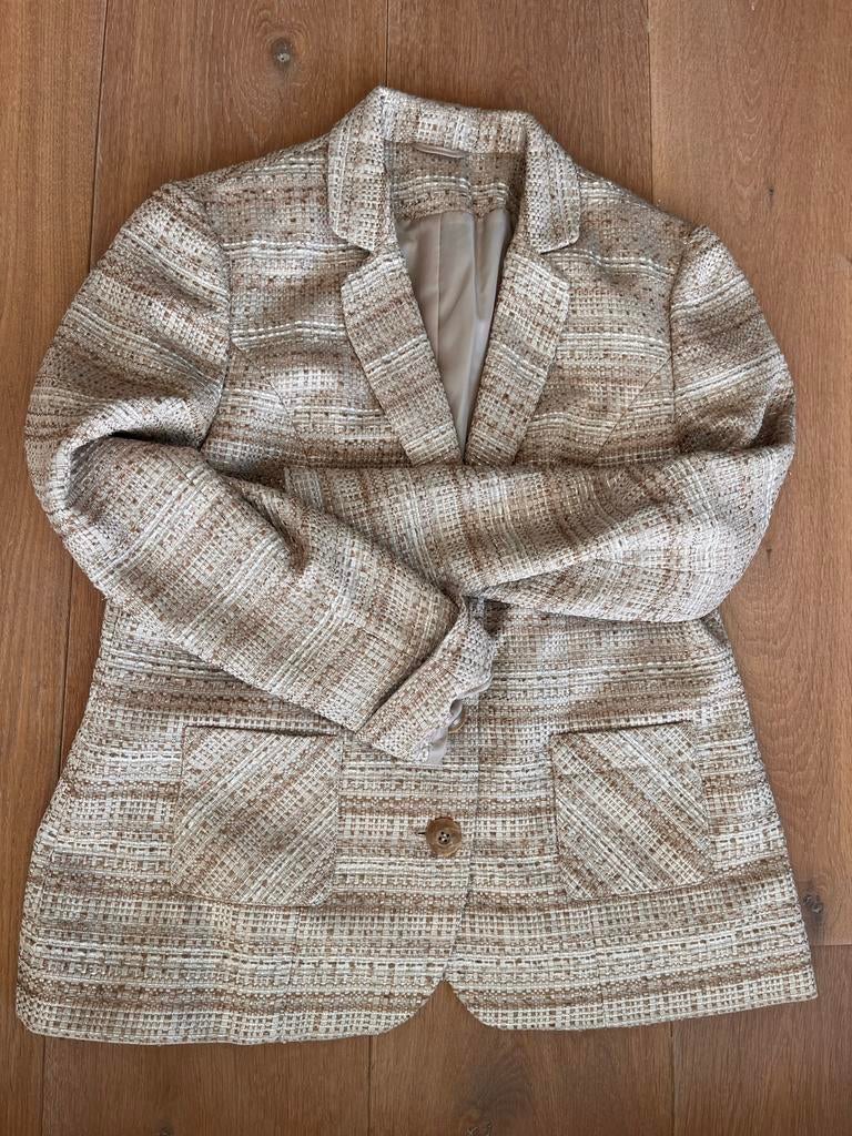 Crèmekleurig colbert maat 40 met glimmend draadje, Maat 38/40 (M), Beige, Ophalen of Verzenden, Zo goed als nieuw