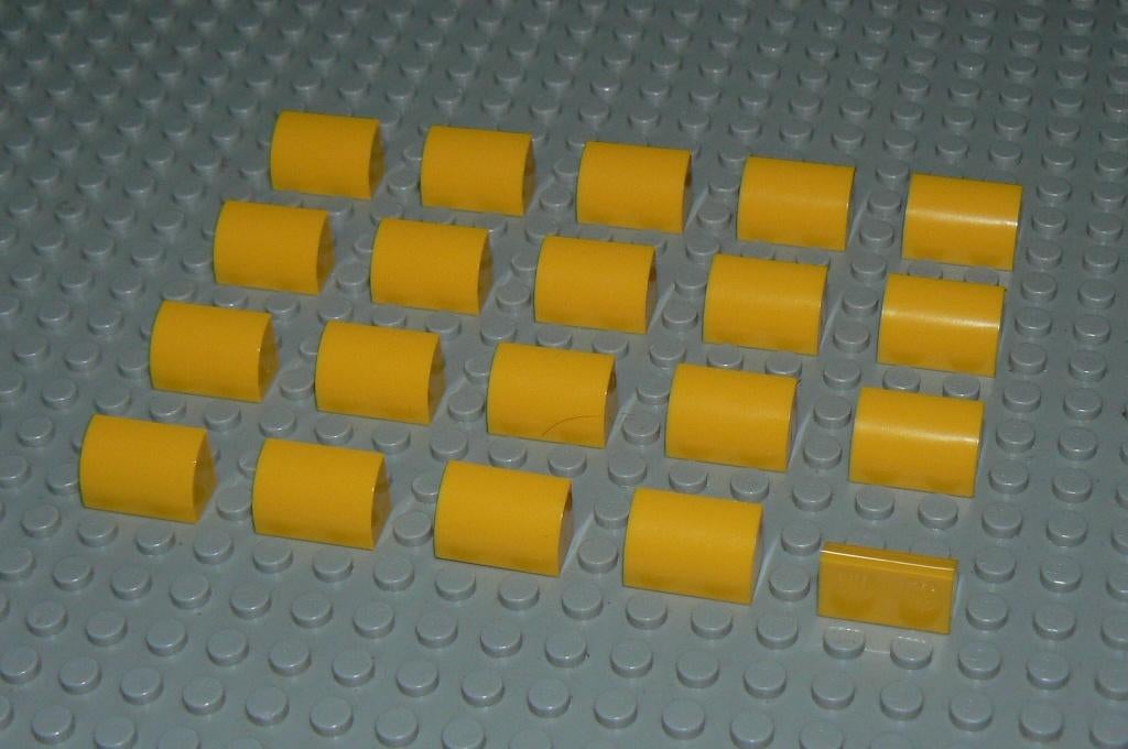L563 Gebogen stenen 1x2 (hoog) geel 20 st., Ophalen of Verzenden, Nieuw, Losse stenen, Lego