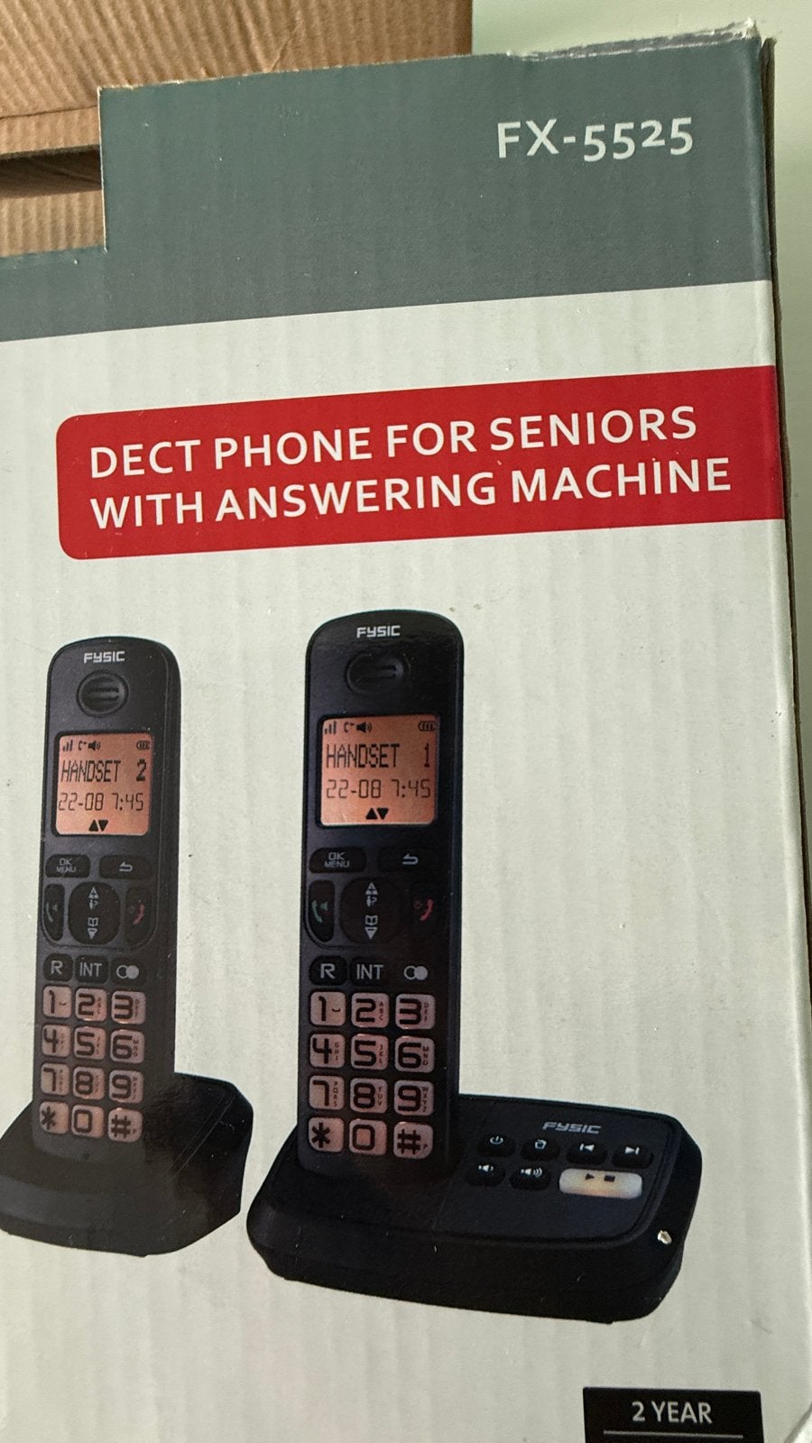 Fysic FX-5525 Senioren DECT Telefoon Twin met Antwoordappara, Ophalen of Verzenden, Zo goed als nieuw, 2 handsets