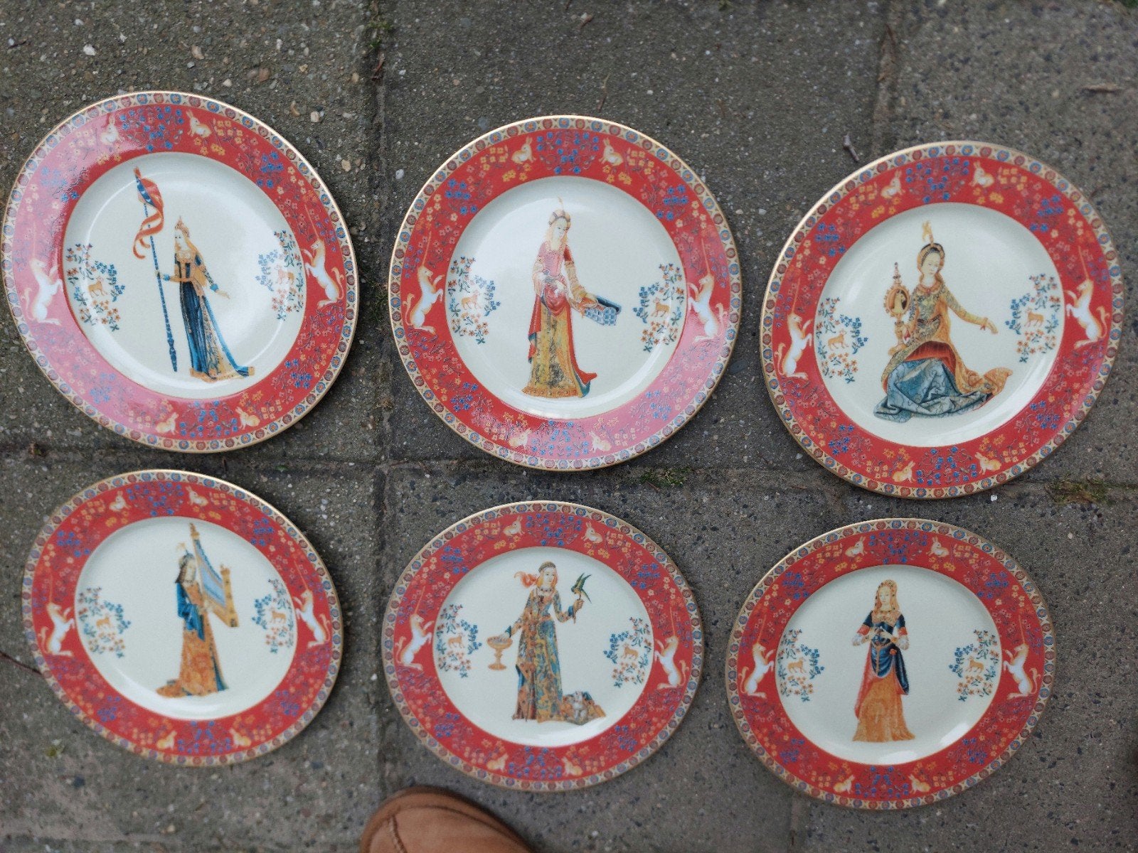 Set van 6 Philippe Deshoulières borden, Antiek en Kunst, Ophalen of Verzenden