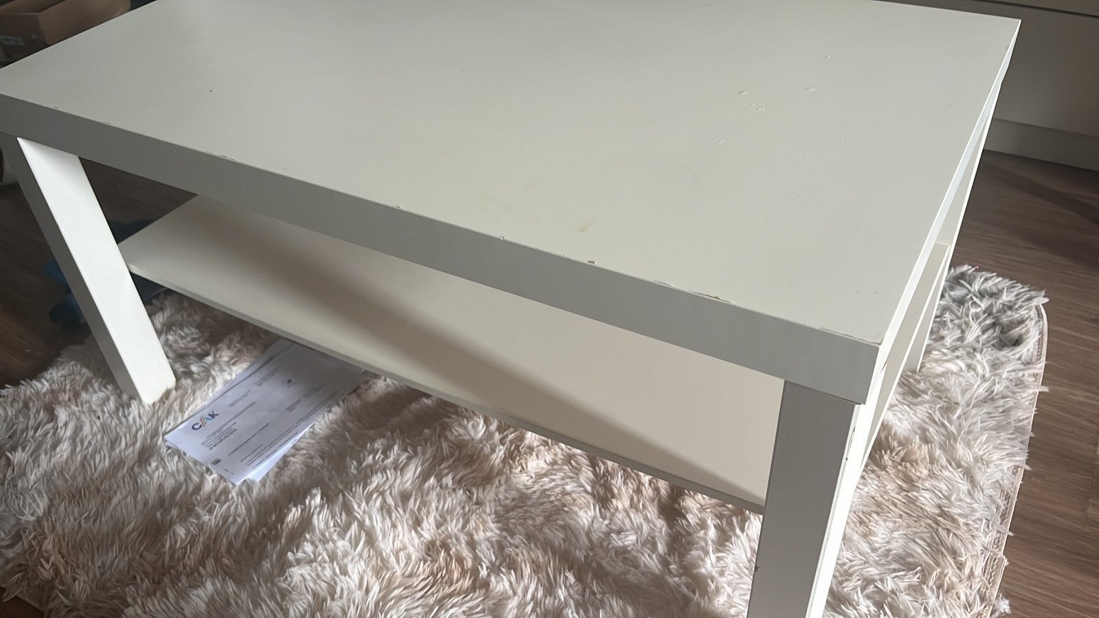 Wit Ikea salontafel 90x55 cm, Ophalen, 100 tot 150 cm, 50 tot 100 cm, Zo goed als nieuw