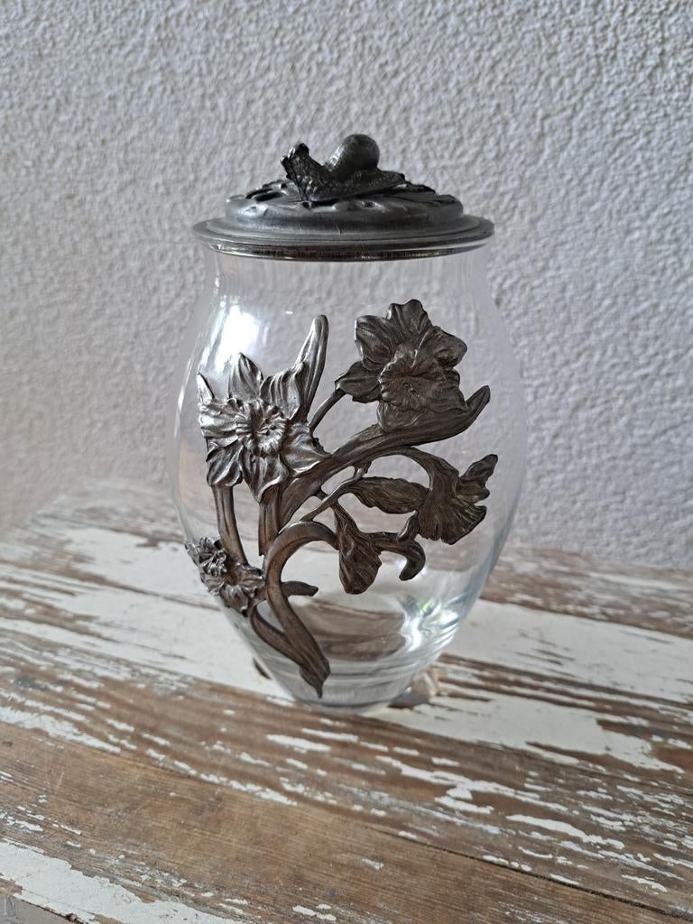 Potpourri of decoratiepot met tinnen decoratie, Antiek en Kunst, Ophalen of Verzenden