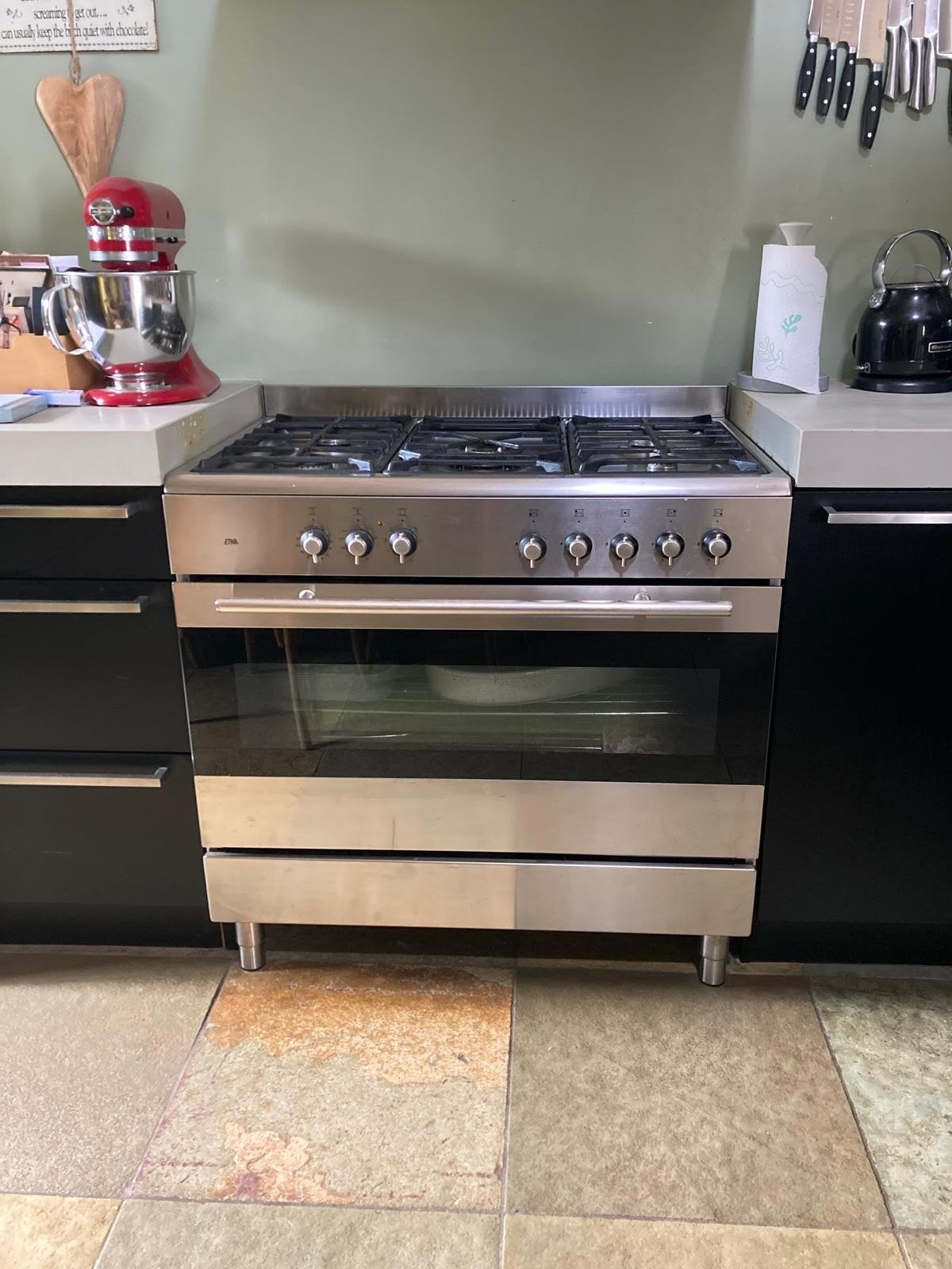 Etna Gas/elektro fornuis (90 cm) - FG190RVS, Ophalen, Hete lucht, 60 cm of meer, Zo goed als nieuw