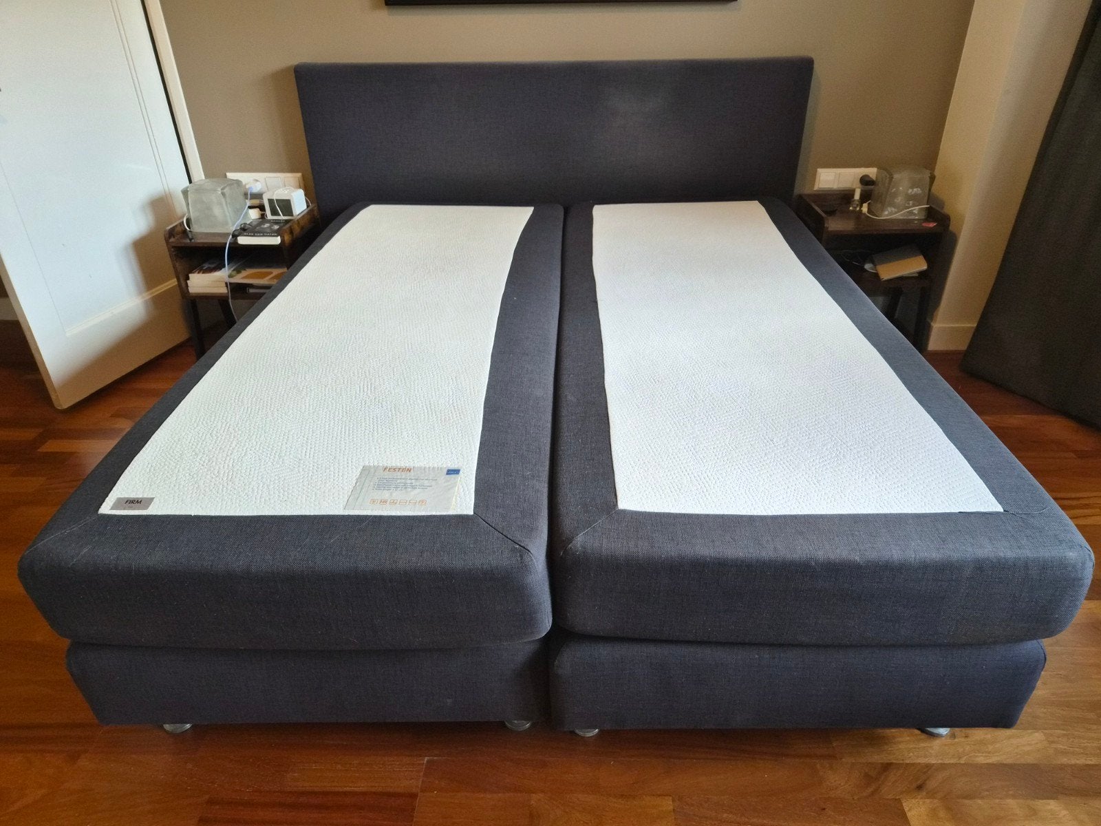 Ubica Boxspring met matrassen 160x200cm, Ophalen, Gebruikt, Tweepersoons, 200 cm