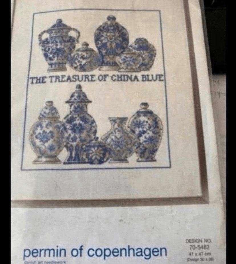 BORDUURPAKKET PERMIN OF COPENHAGEN TREASURE OF CHINA BLUE, Ophalen of Verzenden, Nieuw, Handborduren, Borduurpakket