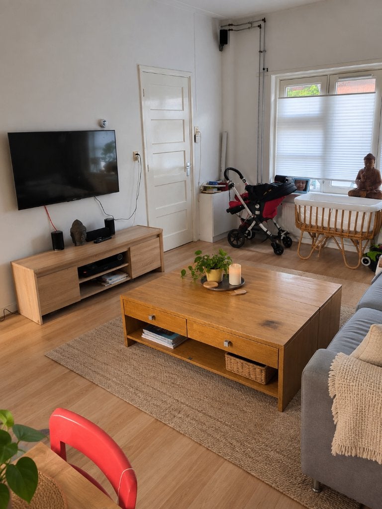 Gratis Stijlvolle Jan des Bouvrie salontafel – Bruin eiken, Ophalen, Gebruikt, 100 tot 150 cm, Eikenhout
