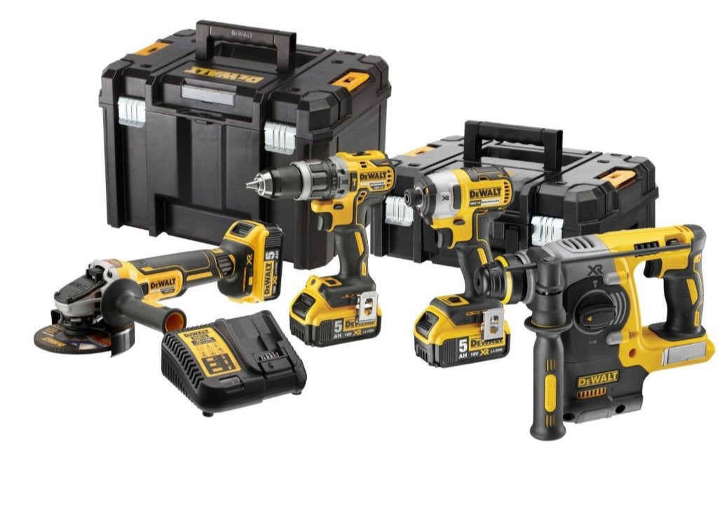 DeWALT DCK422P3T Accu combiset 4-delig 18V XR 5.0Ah in TSTAK, Ophalen of Verzenden, Zo goed als nieuw, Boormachine, Variabele snelheid