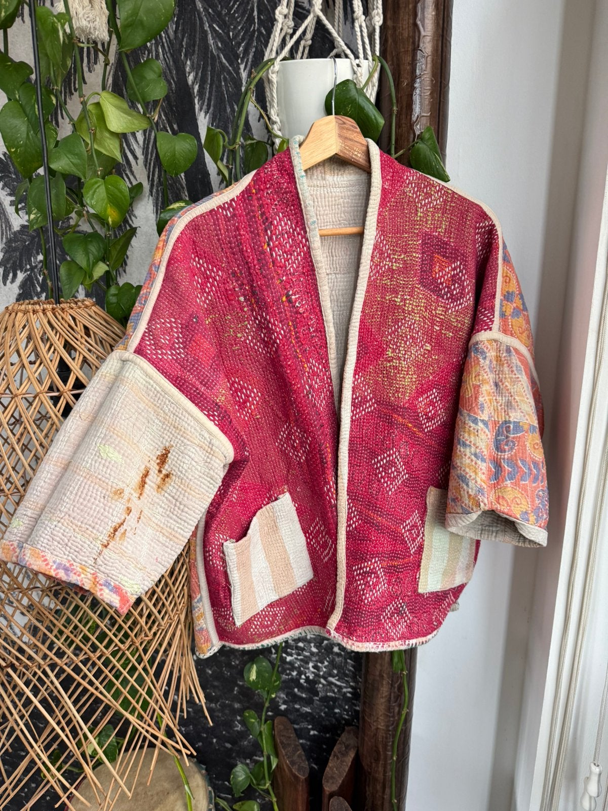 By-bar antic Kantha jasje kimono universele maat, Maat 38/40 (M), Zo goed als nieuw, Jasje, Meerkleurig