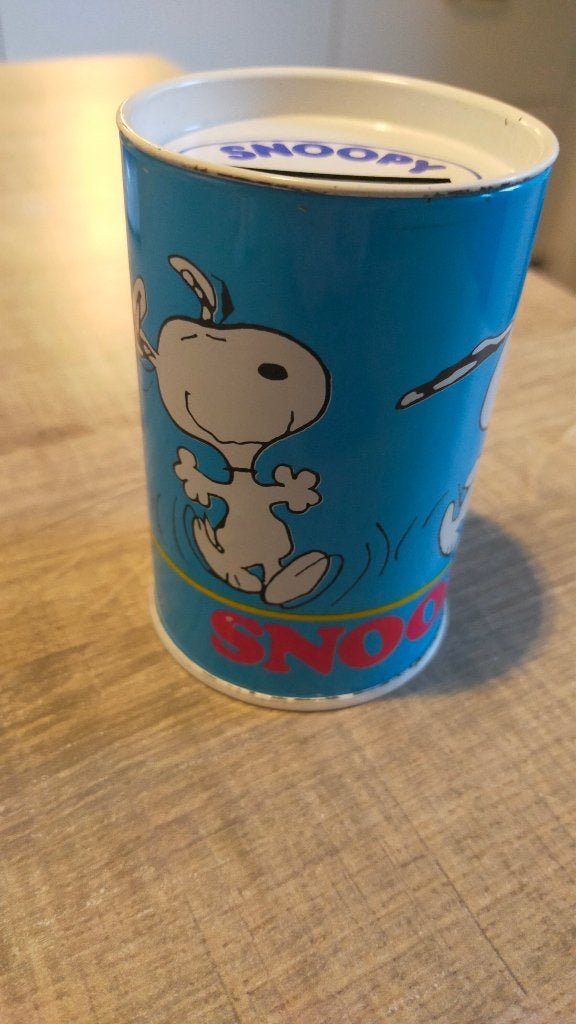 Vintage Snoopy Blikken Spaarpot – Jaren 70/80, Ophalen of Verzenden, Gebruikt, Metaal of Blik, Dier