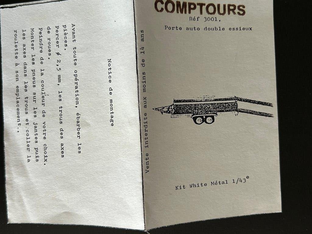 Comptours Aanhanger auto transport   White metal Kit 1/43, Ophalen of Verzenden, Nieuw, Overige typen, Overige merken