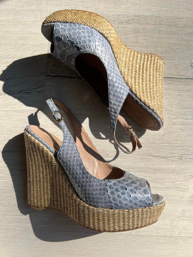 Paul Warmer python slingbacks blauw/grijs maat 38, Kleding | Dames, Schoenen, Ophalen of Verzenden, Zo goed als nieuw, Blauw, Sandalen of Muiltjes