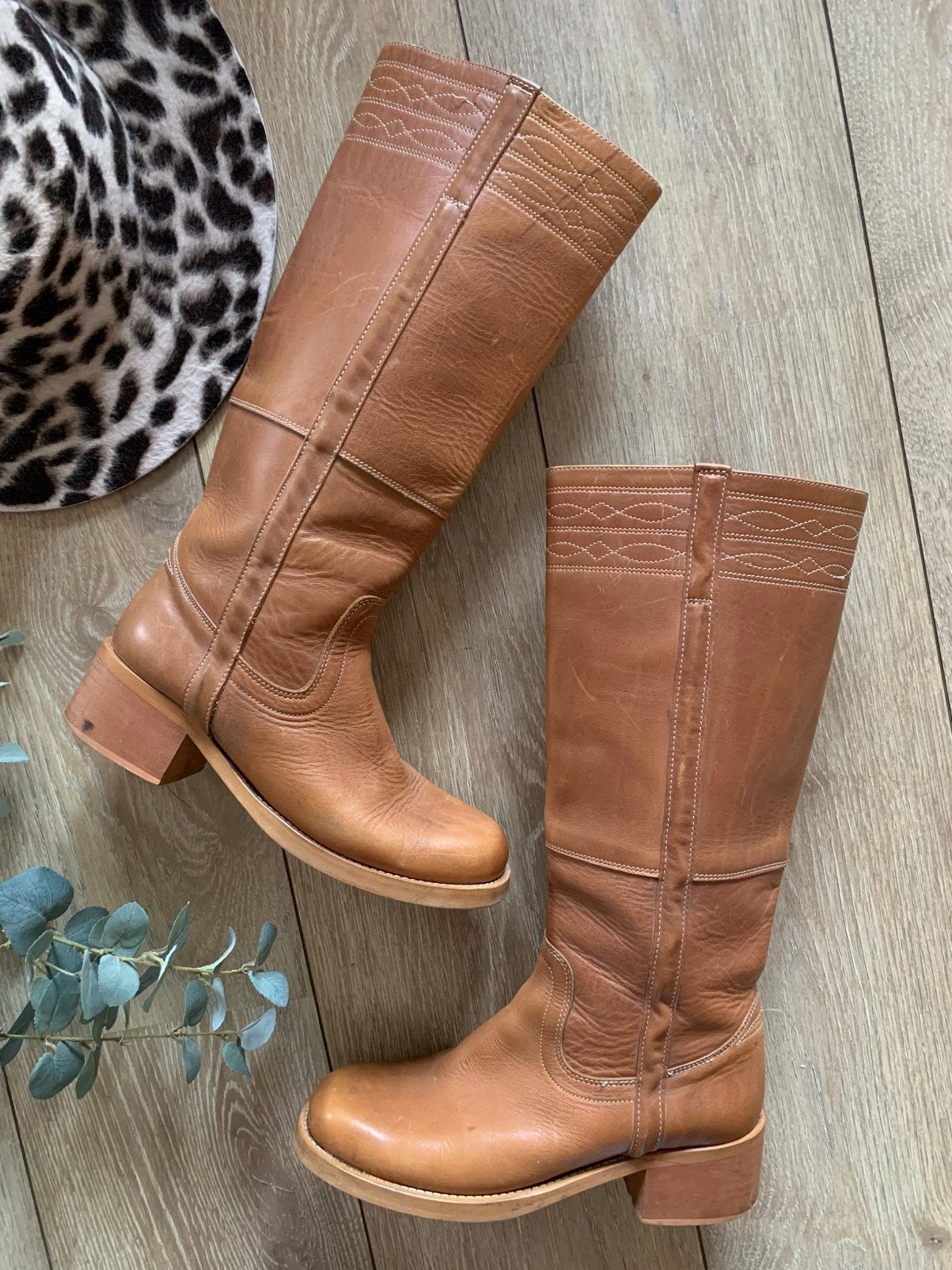 Dico Copenhagen retro boots 40 campus blokhak laarzen, Kleding | Dames, Hoge laarzen, -, Beige, -