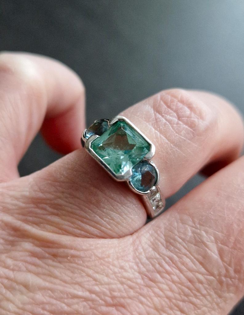 Maat 16,5 - TI SENTO zilveren (925) ring met BLAUWE STENEN, Ophalen, Dame, Zilver, Kleiner dan 17