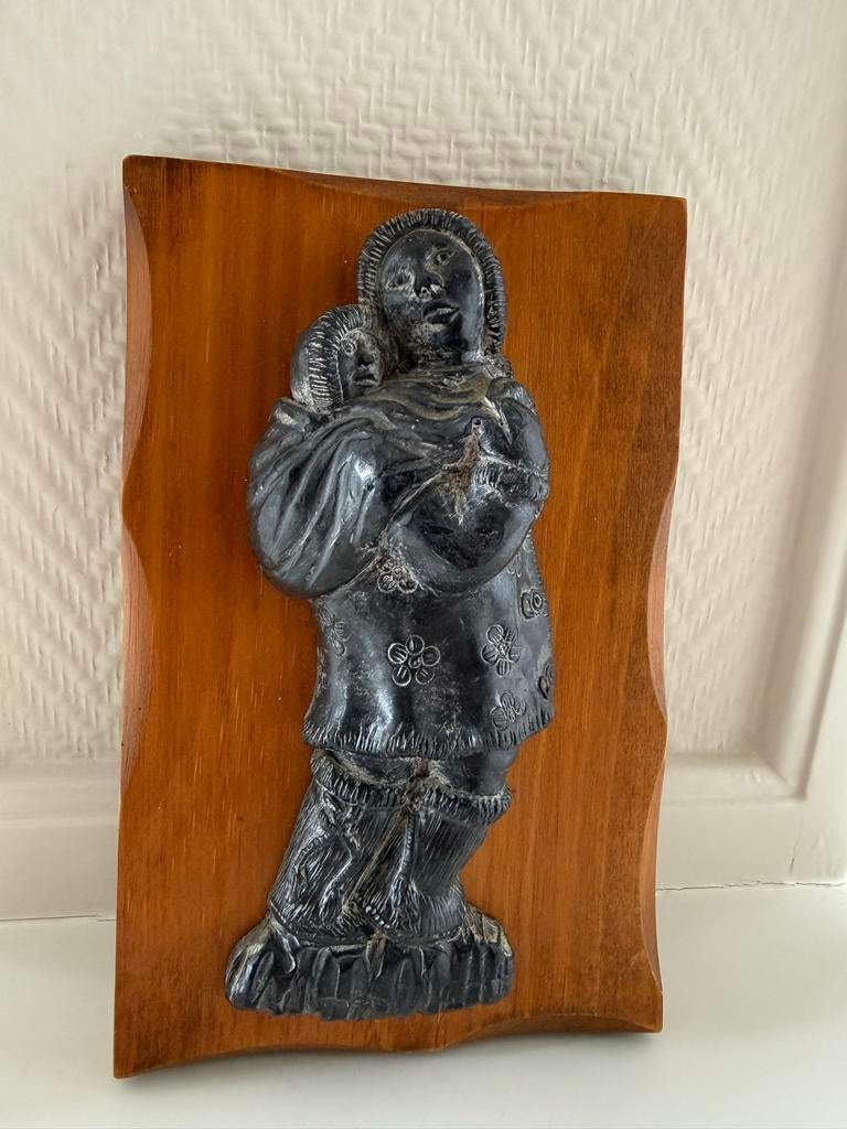 Handgemaakt Canadees beeld van Al Wolf, Minder dan 20 cm, Verzenden, Handgemaakt, Wanddecoratie