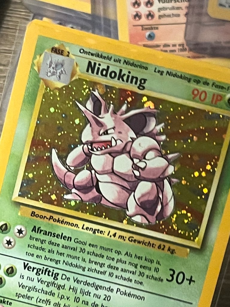 Pokémon kaarten base set 1999 first edition shadowless holo, Ophalen of Verzenden, Gebruikt, Meerdere kaarten, Foil