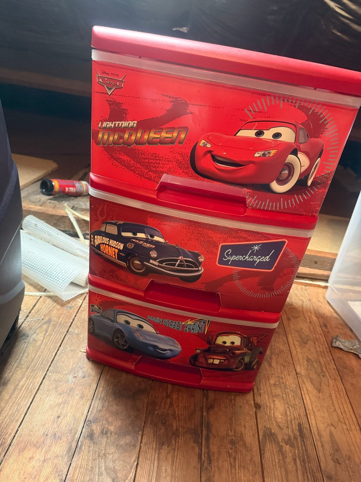Cars Opbergbox met 3 Lades - Bliksem McQueen, Ophalen, Gebruikt