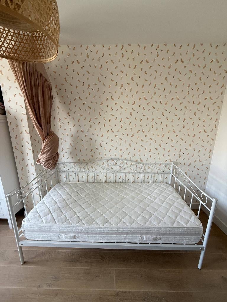 Bedframe Wit metaal, Ophalen, Gebruikt, 90 cm, Eenpersoons