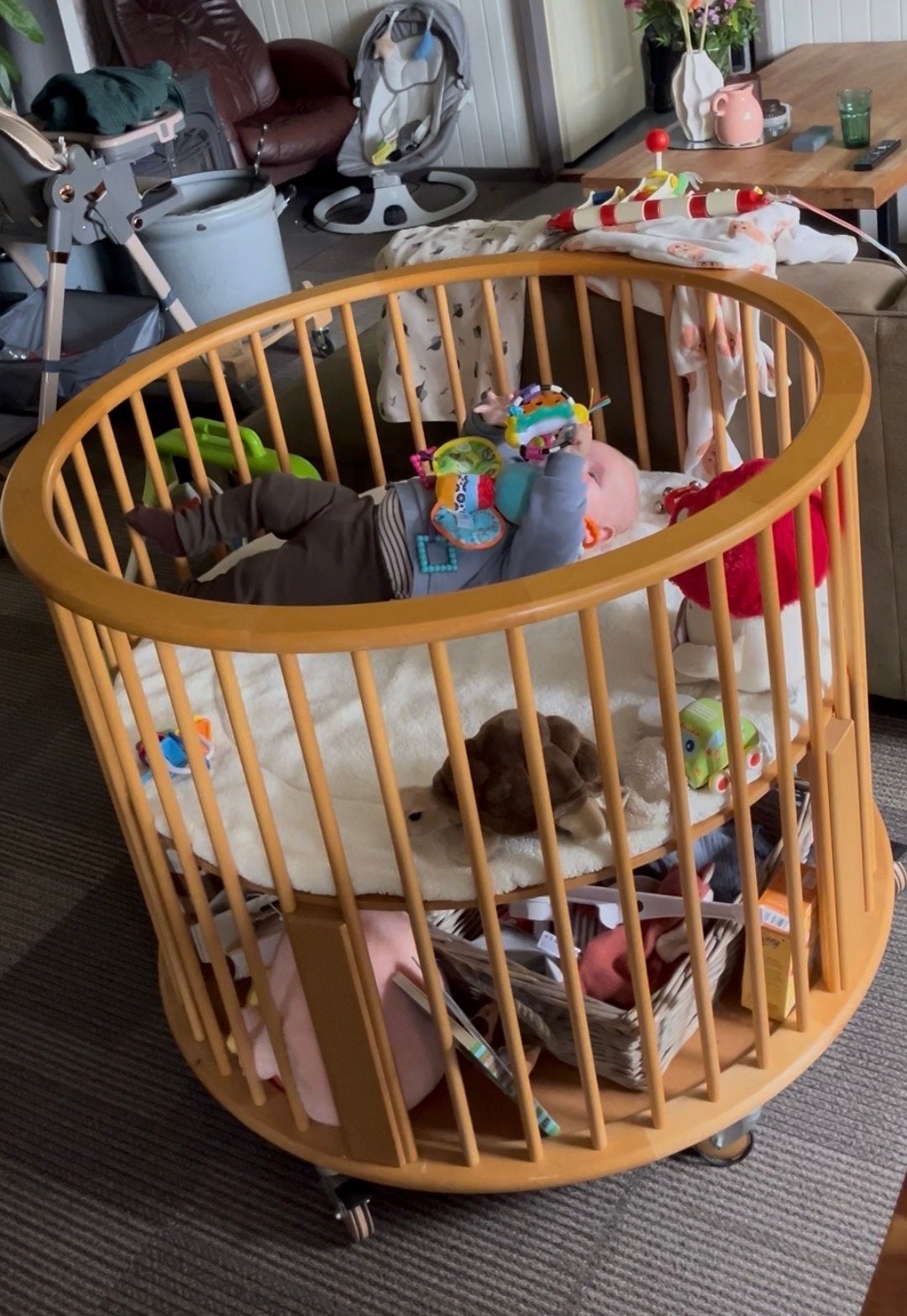 Mooie ronde box incl. Boxkleed, Ophalen, Zo goed als nieuw, Rond, Boxkleed