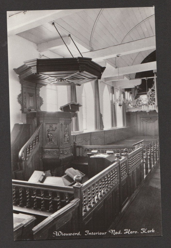 Wieuwerd (nabij Mantgum en Winsum) - Interieur Ned Herv Kerk, Verzamelen, Verzenden, 1960 tot 1980, Ongelopen, Friesland