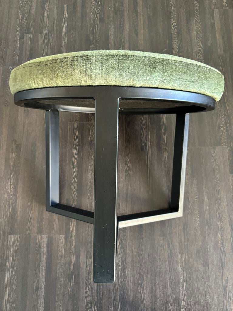 DURAN poef(bijzet tafel) met zwart stalen onderstel 2x zgan, Ophalen, Minder dan 50 cm, Raw interiors, Rond