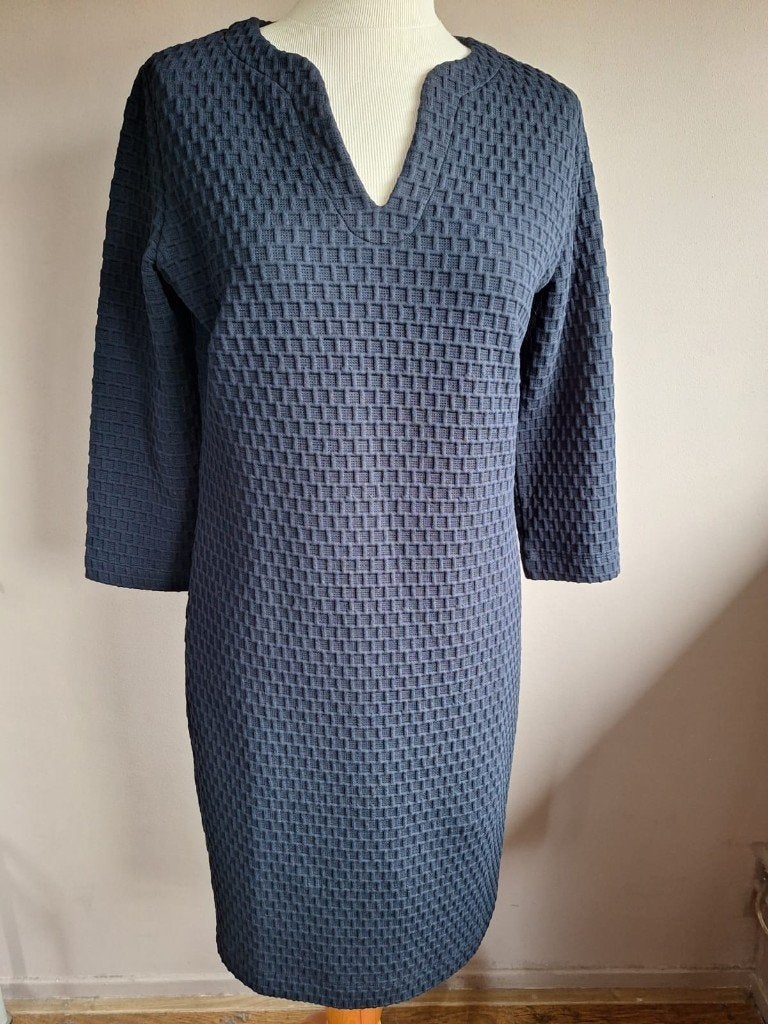 Nieuwe donkerblauwe zachte stretch jurk van Kyra, maat M, Kleding | Dames, Jurken, Maat 38/40 (M), Blauw, Nieuw, Ophalen of Verzenden