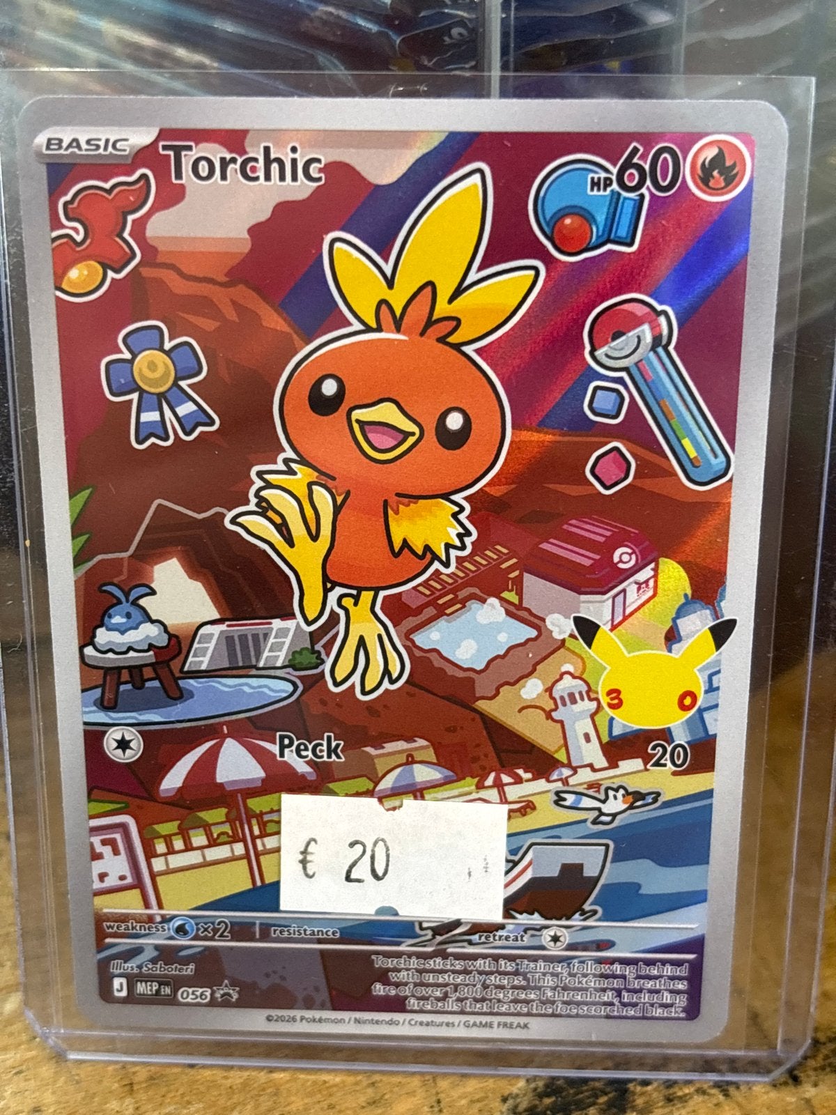 Pokémon Kaart: Torchic (Foil) - 56 promo, Ophalen of Verzenden, Zo goed als nieuw, Losse kaart, Foil