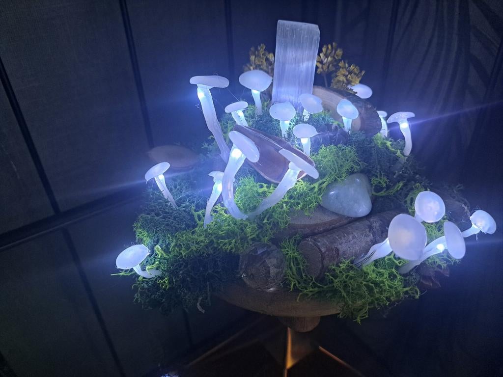 Handgemaakte Seleniet Paddenstoel Lamp - Nieuw, Meerkleurig, Overige stijlen, Nieuw, Ophalen of Verzenden