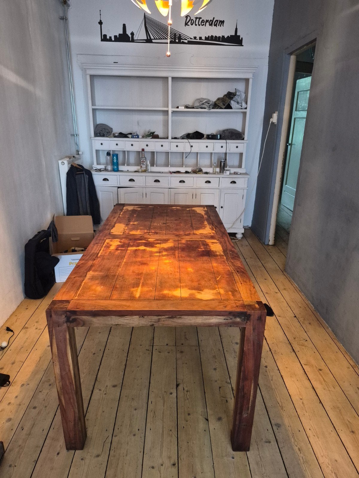 Robuuste houten eettafel - Perfect voor 4-6 personen, Ophalen, Gebruikt, Rustiek, Robuust, 50 tot 100 cm